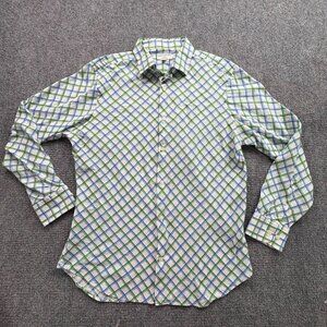 Banana Republic Shirt Mens  L Blue‎ Green Checkered Classic Fit Button Preppy